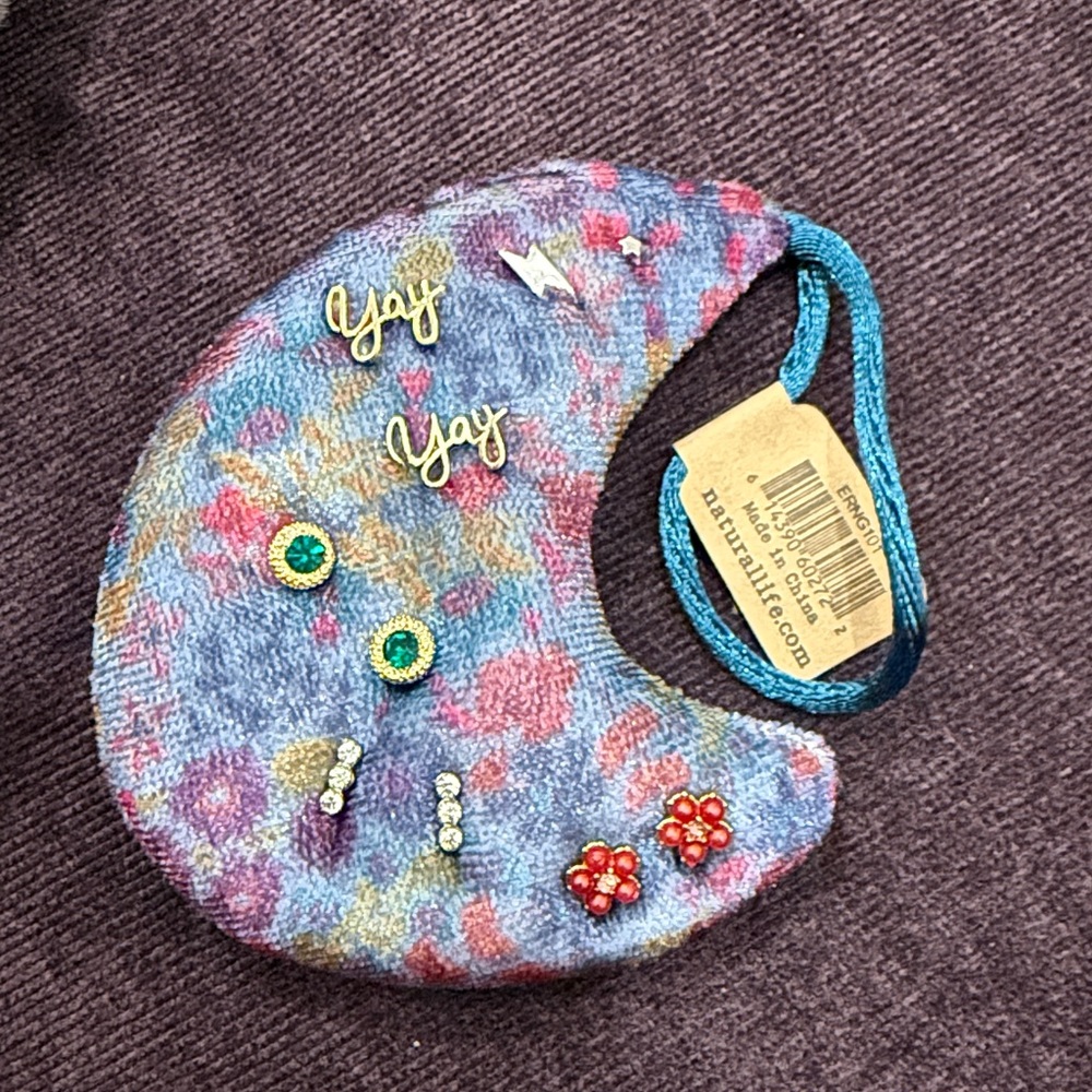 Natural Life 5pr Earring Set on Keepsake Plush Moon Ornament